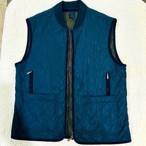 DUNHILL Ink Blue Vest & purple piping XL - dual Dunhill logo zippers